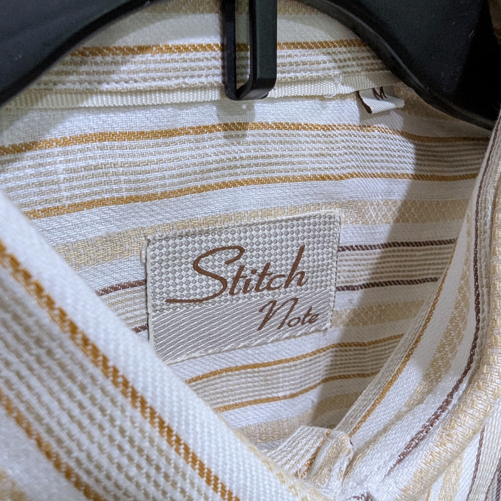 New! Stitch Note Dyed Yarn Striped Shirt